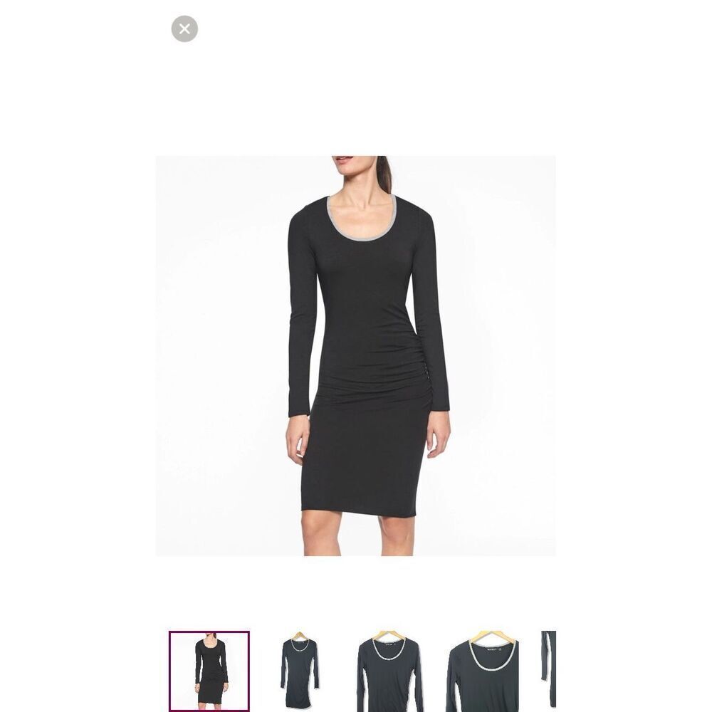 Athleta Carefree long-sleeved dress in black grey trim Bodycon Medium